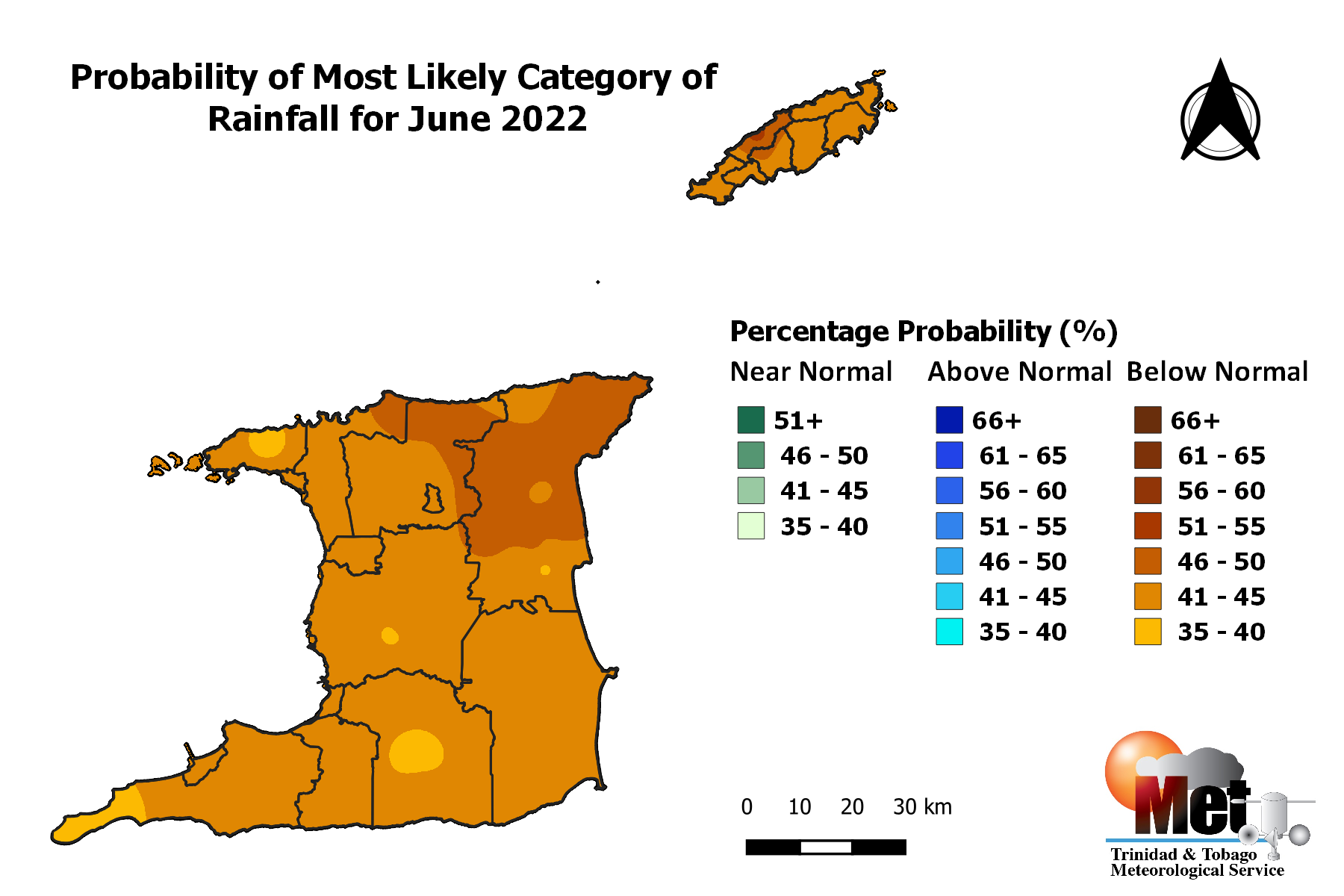 A Map That Provides Information About Rainfall Rainfall And Temperature Outlook Update | Trinidad & Tobago Meteorological  Service